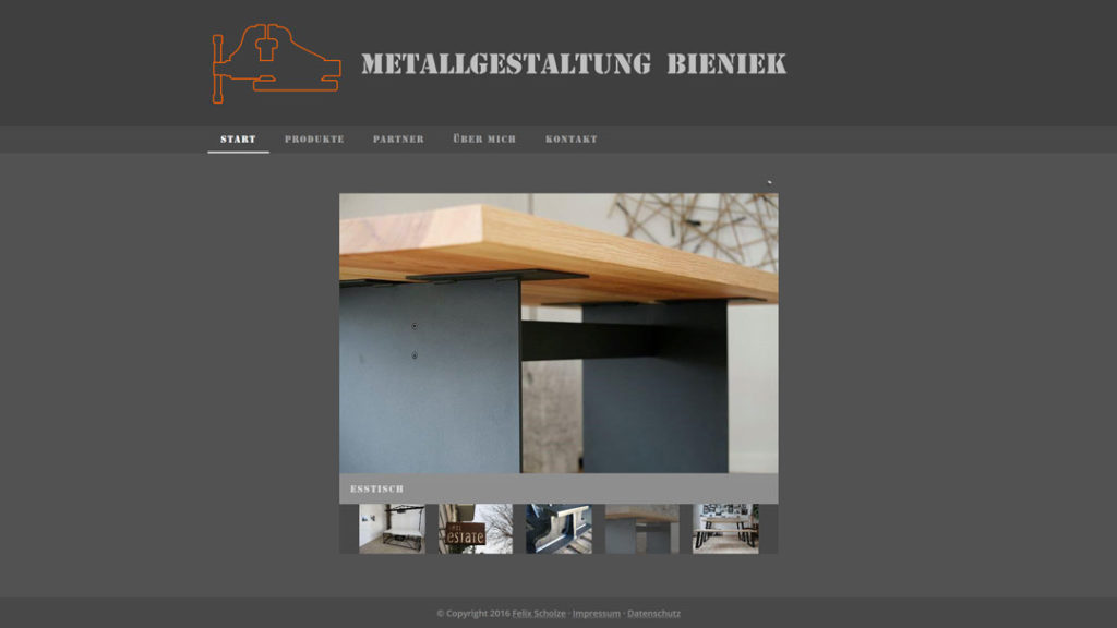Startseite von metallgestaltung-bieniek.de in der Desktop-Ansicht