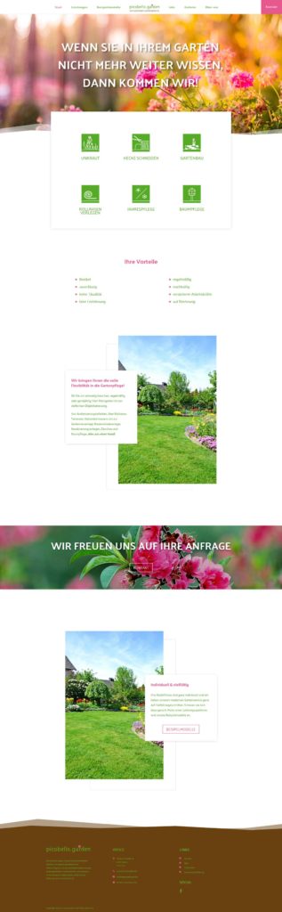 Startseite von picobello.garden in der Desktop Ansicht